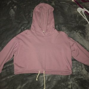 pink cropped hoodie